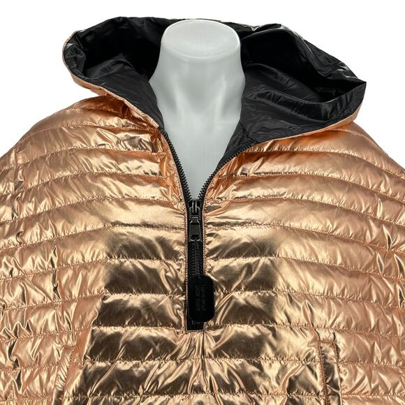 Think Royln Women's Puffer Poncho Lexington Jackets Sz S Hooded Rose Gold Down - Picture 5 of 12